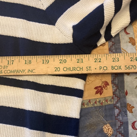 Lands End women’s XL P blue and white striped lightweight sweater cotton - Picture 5 of 5